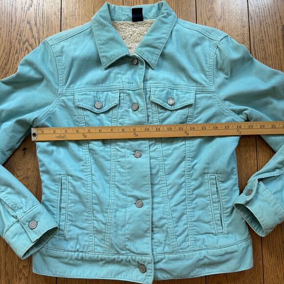 Gap Corduroy Trucker Jacket Women SZ M Aqua Blue Sherpa Cozy Fall Western - Picture 5 of 11